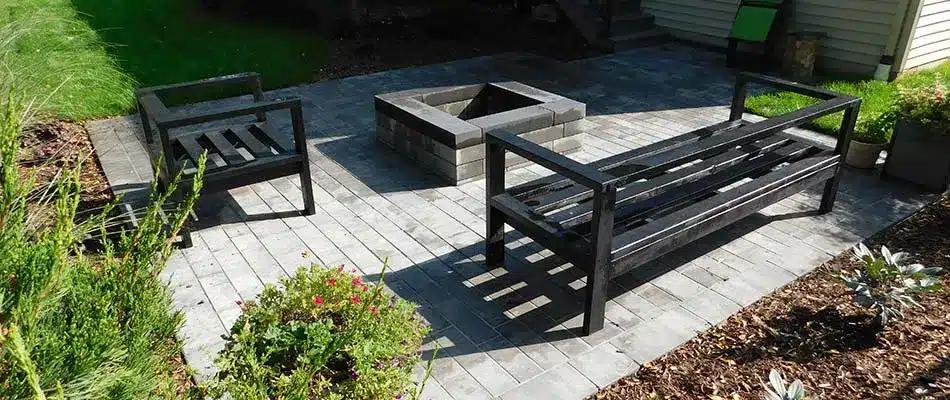 Custom concrete paver patio installed at a home in Ada, MI.
