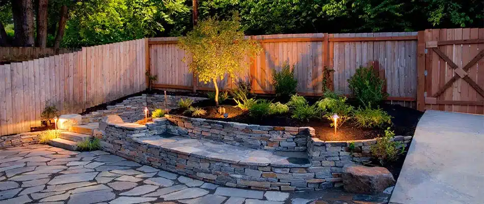 Outdoor lighting for a backyard landscape in %%targetarea2%, MI.