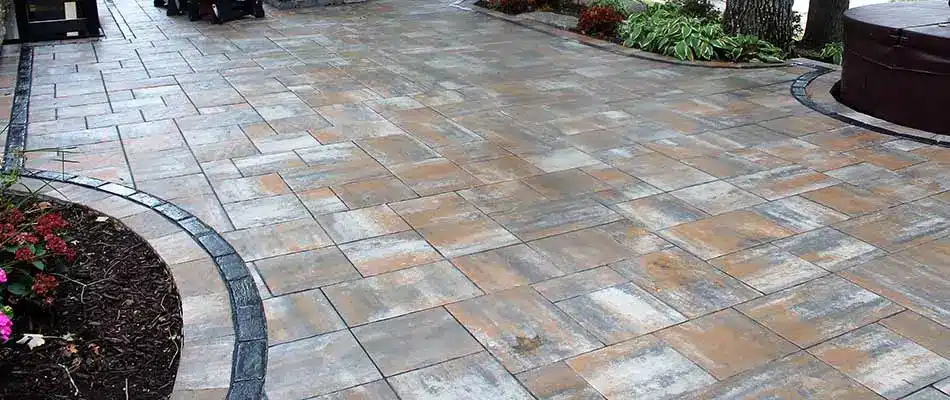 Custom patio installation at a Comstock Park, MI home.