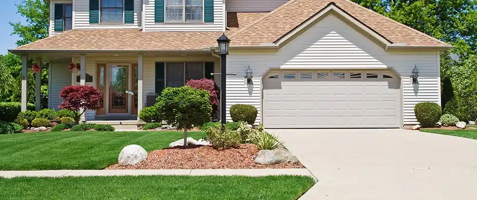 Maintained lawn and landscaping beds for a home in Caledonia, MI.