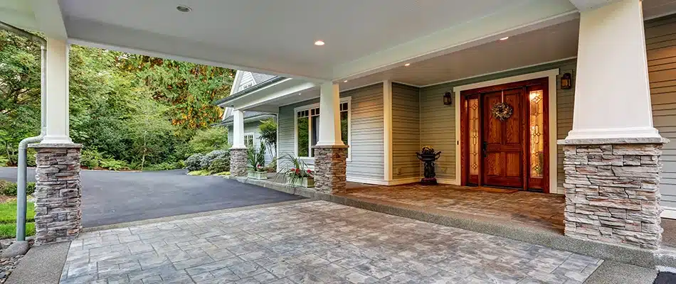 Custom natural stone driveway for a custom in Ada, MI.