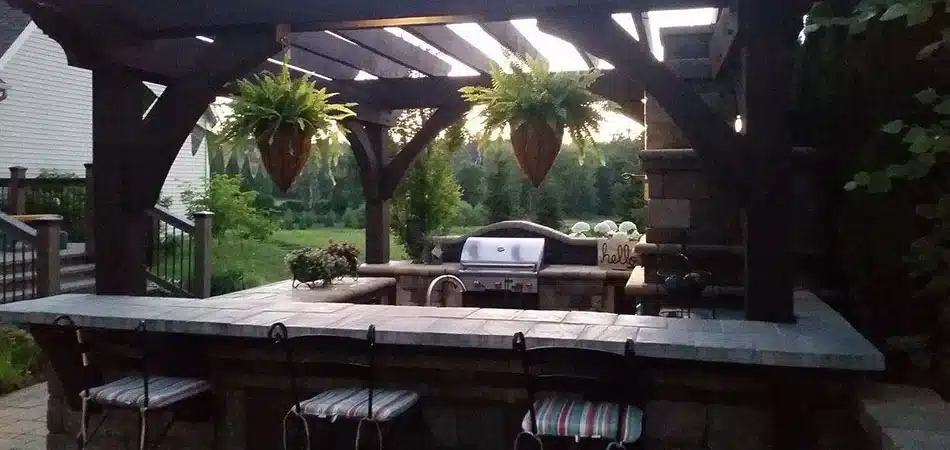 Outdoor kitchen living space in Grand Haven, MI.